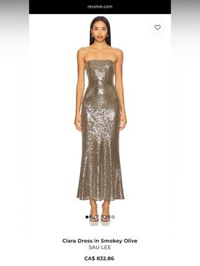Sau Lee Ciara Strapless Sequin Dress in Smokey Olive